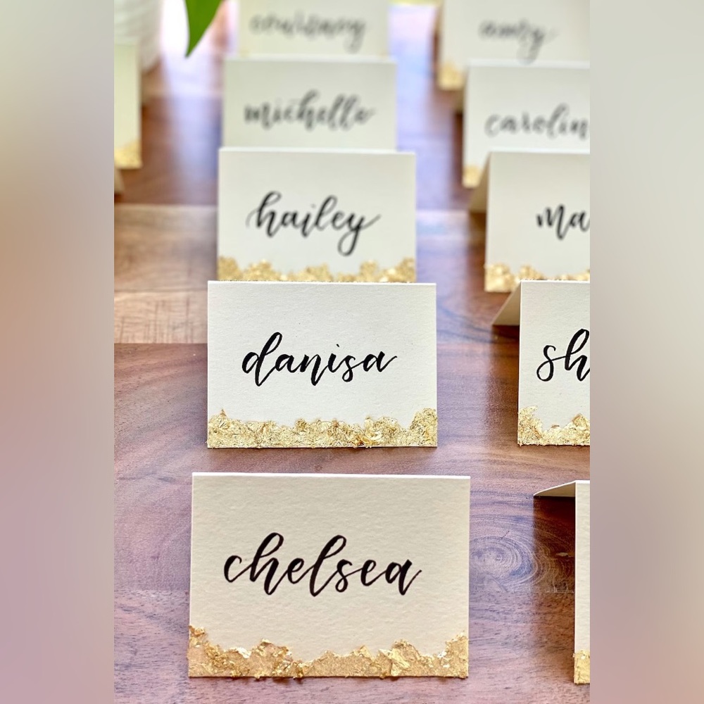 Wedding Place Setting cards with Gold Foil: No calligraphy